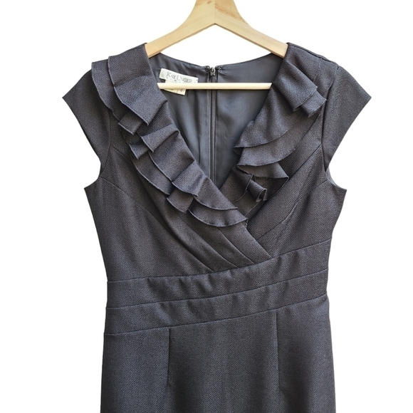 Kay Unger Little Black Dress with Ruffle Detail, Size 6 - Picture 4 of 8